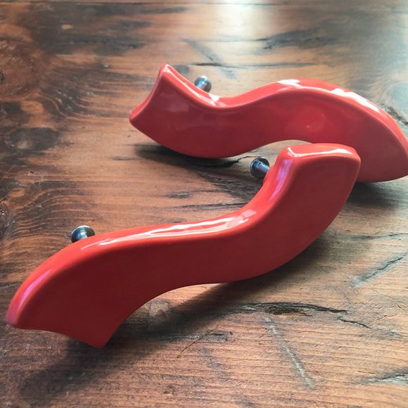 Handmade Unique Orange Ceramic Pulls - Picture 2 of 2